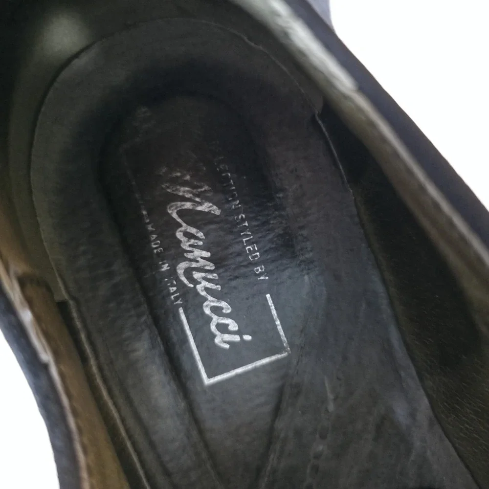 Mamucci Black Leather Suede Strapped Buckle Oxfords Mens 12 Made in Italy